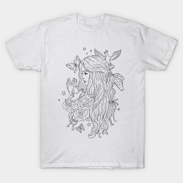 Woman Aesthetic Line Art T-Shirt by GLAMNEE